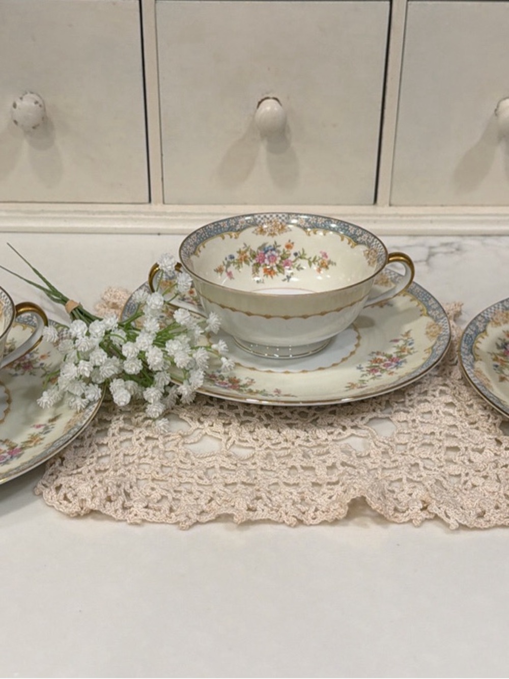 Vintage Noritake Soup Bowl and Saucer Sets